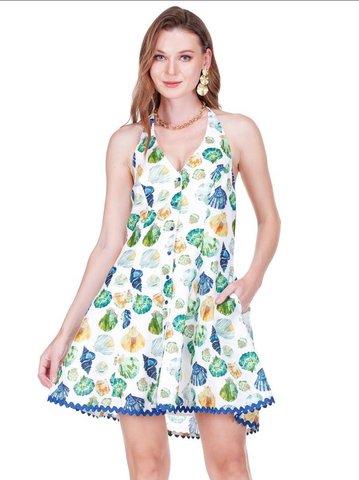 JOY JOY- SHELLSCAPE HALTER TRIM DRESS