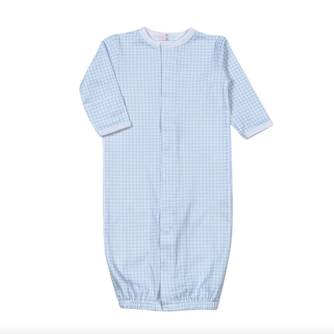Blue Gingham Converter Gown., 100% Pima Cotton, Made in Peru

