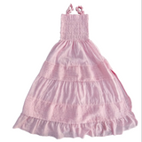 Little Olin- Pink Long Ruffle Dress