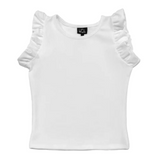 Little Olin- White Ruffle Sleeve Top