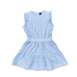 Little Olin- White Ruffle Shoulder Sleeveless Dress