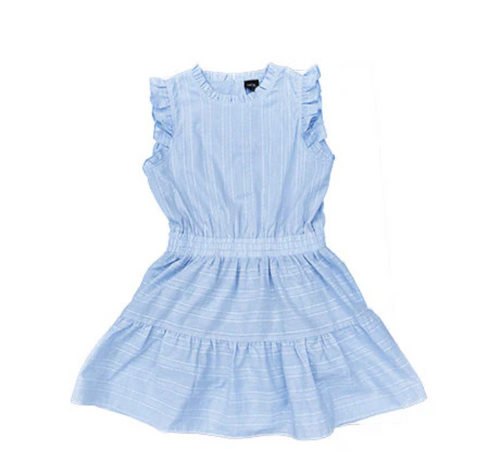 Little Olin- White Ruffle Shoulder Sleeveless Dress