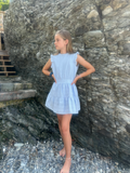 Little Olin- White Ruffle Shoulder Sleeveless Dress