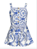 Hannah Banana- MOSAIC PRINT ROMPER WITH FRONT BUTTON CLOSURE