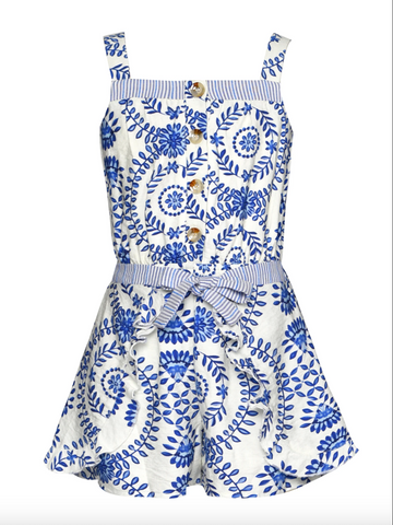 Hannah Banana- MOSAIC PRINT ROMPER WITH FRONT BUTTON CLOSURE