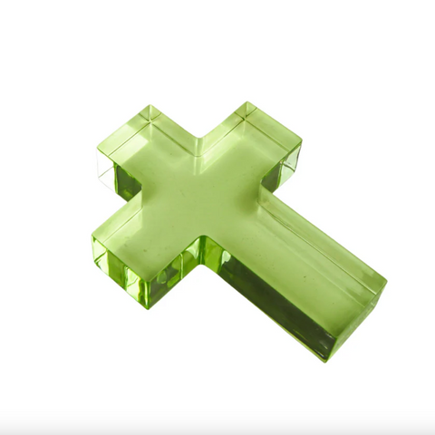 Anne Nelson- Small Green Cross Acrylic Weight