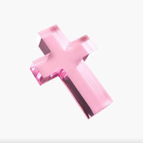 Anne Nelson- Small Pink Cross Acrylic Weight
