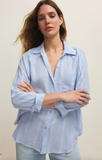 Z Supply- The Perfect Linen Striped Top- Light Blue