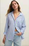 Z Supply- The Perfect Linen Striped Top- Light Blue
