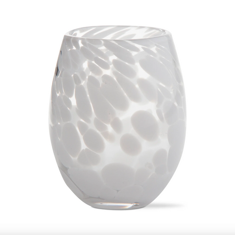 Tag- White Confetti Stemless Wine Glass