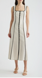 Contrast Piping Square Neck Button-Up Midi Dress ZOE AND CLAIRE