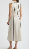 Contrast Piping Square Neck Button-Up Midi Dress ZOE AND CLAIRE