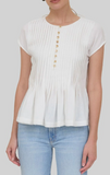 Pintuck Pleat Peplum Top ZOE AND CLAIRE