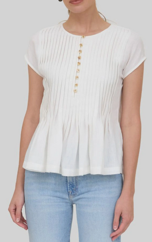 Pintuck Pleat Peplum Top ZOE AND CLAIRE