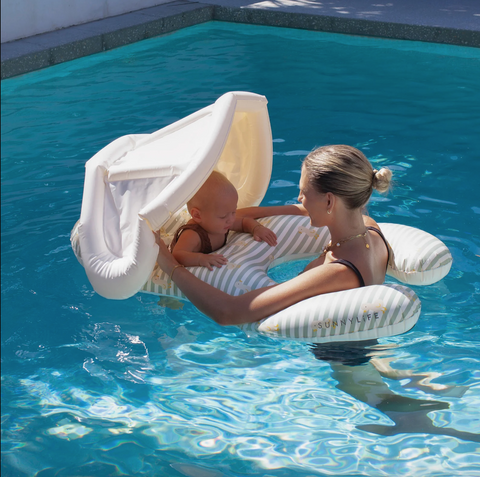 Sunny Life- Float Together Baby Seat - Duck Sage Stripe