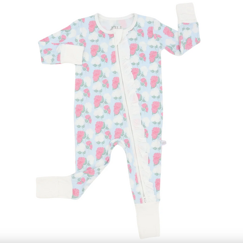Hamner Hill- Girls Pink Hydrangea Double Zipper Romper