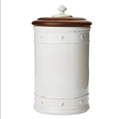 Juliska- Berry & Thread  10" Canister with Wooden Lid - Whitewash