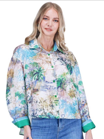 Joy Joy- Forest- Crop Blouse