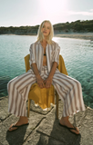 Z Supply-Perfect Striped Linen Button Up-Light Toffee