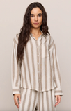 Z Supply-Perfect Striped Linen Button Up-Light Toffee