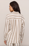 Z Supply-Perfect Striped Linen Button Up-Light Toffee