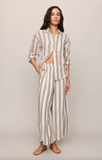 Z Supply-Perfect Striped Linen Button Up-Light Toffee