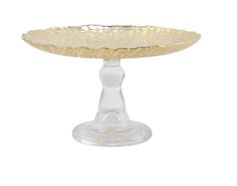VIETRI Rufolo Glass Gold Crocodile Small Cake Stand