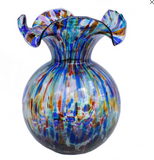 VIETRI Hibiscus Glass Carnevale Medium Fluted Vase