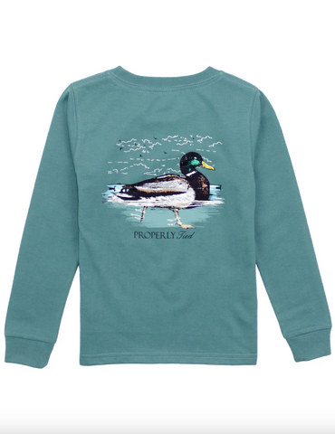Properly Tied- Boys Swimming Mallard LS Marine Mist