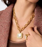 JULIE VOS- Sahara Statement Necklace-Iridescent Clear Crystal