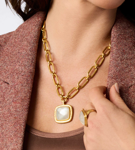 JULIE VOS- Sahara Statement Necklace-Iridescent Clear Crystal