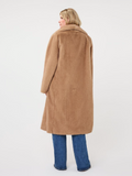 SAND-Coat two tone faux fur bonded suedine- Esqualo