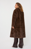 brown-Coat long two tone faux fur bonded suedine- Esqualo