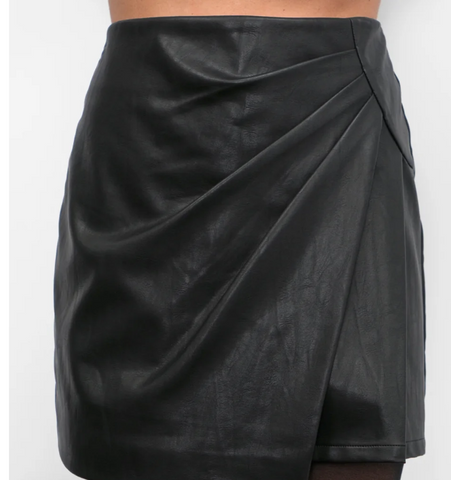 GREYLIN- Grace Wrap Vegan Leather Skort