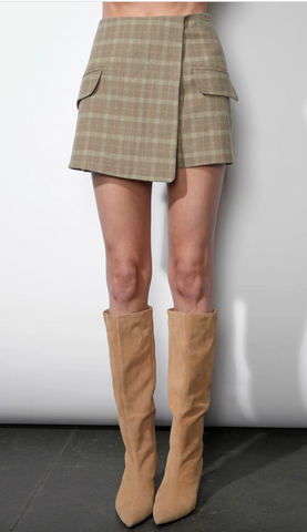 GREYLIN- Aria Plaid Wrap Skort w/ Flap Pocket