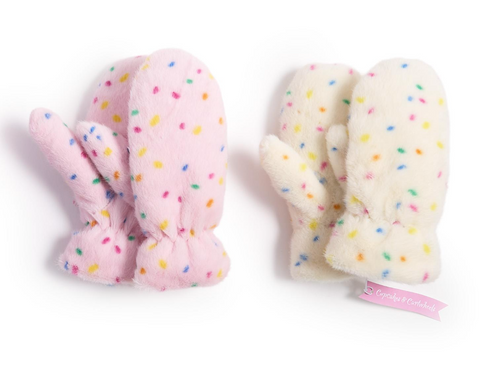 Sprinkles Super Soft Faux Fur Mittens Assorted 2 Colors: Pink and Ivory