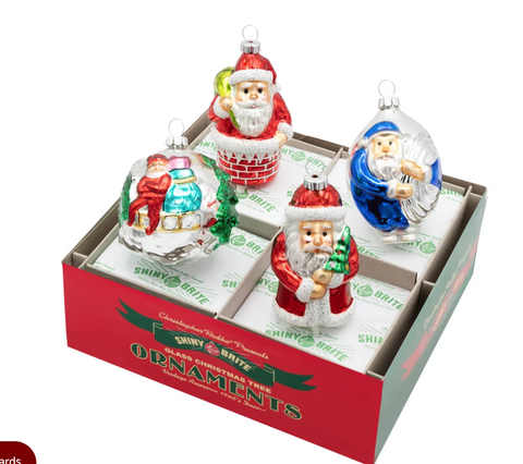 CHRISTMAS CONFETTI 4 COUNT 3.25" SANTA FIGURES- Christopher Radko Shiny Brite