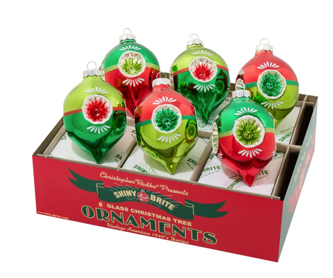 HOLIDAY SPLENDOR 6 COUNT 3.25" DECORATED REFLECTOR TULIPS - Christopher Radko Shiny Brite