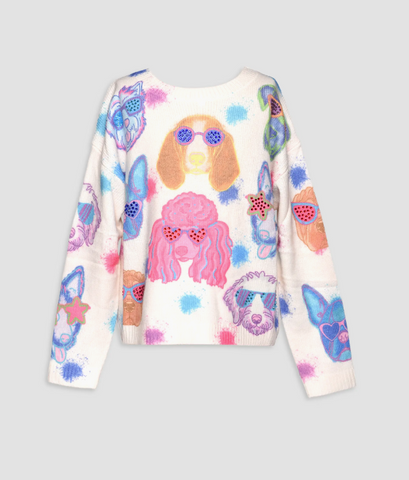Hannah Banana  Little Girl's & Girl's Embellished Dog-Print Sweatshirt