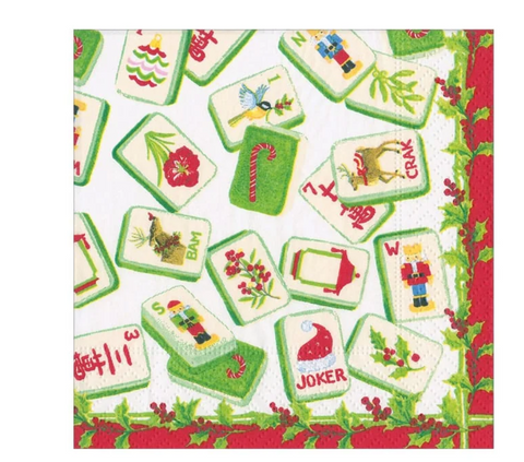 Christmas Mahjong Cocktail Napkin- caspari