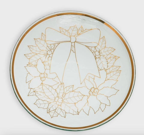 ANNIE GLASS- Christmas Wreath Platter 13" CW206G