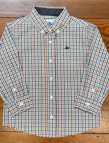 Southbound dress shirt- Navy. Green, Brick