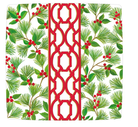 Knots And Greenery White Sq Square Salad/Dessert Plates - pack of 8