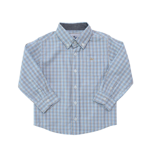  SOUTHBOUND PLAID DRESS SHIRT - BLUE/BLUE/KHAKI