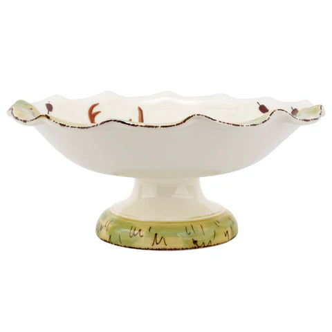 Wildlife Footed Deer Pedestal Fruit Bowl VIETRI
