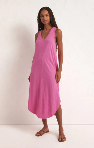 REVERIE SLUB MIDI DRESS PINK- Z SUPPLY