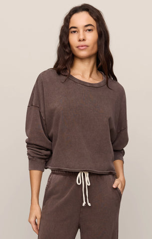 Z SUPPLY- Circuit Crew Neck Sweatshirt Chocolate
