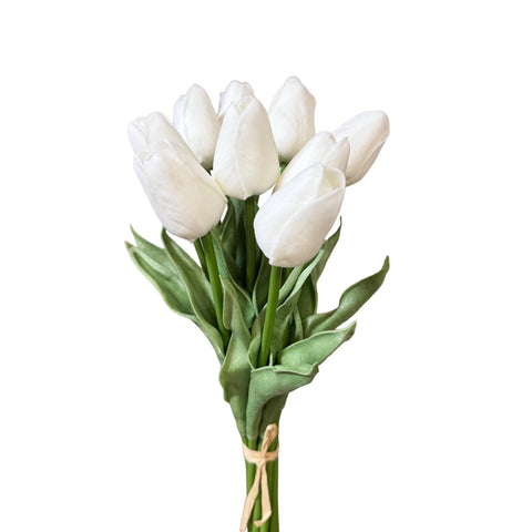 Faux Real Touch Tulip Stems (Bunch of 10): White