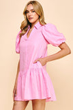 COLLARED TIERED MINI DRESS