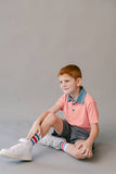 The Fairway Stripe Polo- Orange: